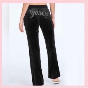 JUICY COUTURE Black Velvet Fleece
Rhinestone Embellished Pants Y2K SMALL